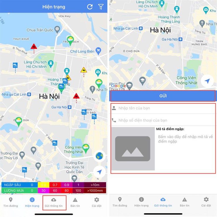 Hôm nay, khu vực Hà Nội tiếp tục có mưa to và dông: Thực hiện ngay các bước sau để cập nhật thông tin các điểm ngập úng- Ảnh 5. Hôm nay, khu vực Hà Nội tiếp tục có mưa to và dông: Thực hiện ngay các bước sau để cập nhật thông tin các điểm ngập úng- Ảnh 5.