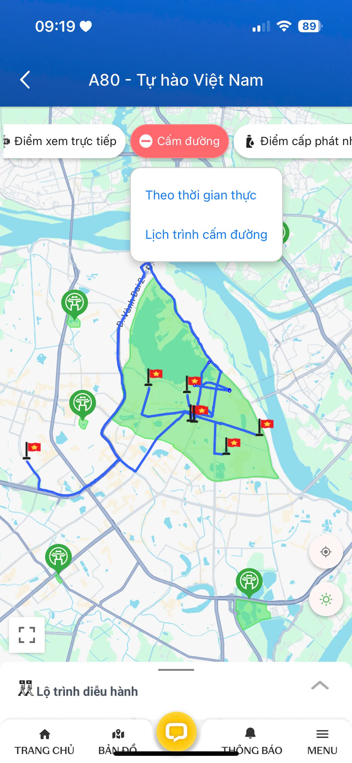 Từ 11h30 trưa nay, Hà Nội cấm đường tổng duyệt diễu binh: Chỉ cần thao tác sau, người dân có thể cập nhật đường cấm theo từng phút ngay trên điện thoại- Ảnh 3. Từ 11h30 trưa nay, Hà Nội cấm đường tổng duyệt diễu binh: Chỉ cần thao tác sau, người dân có thể cập nhật đường cấm theo từng phút ngay trên điện thoại- Ảnh 3.