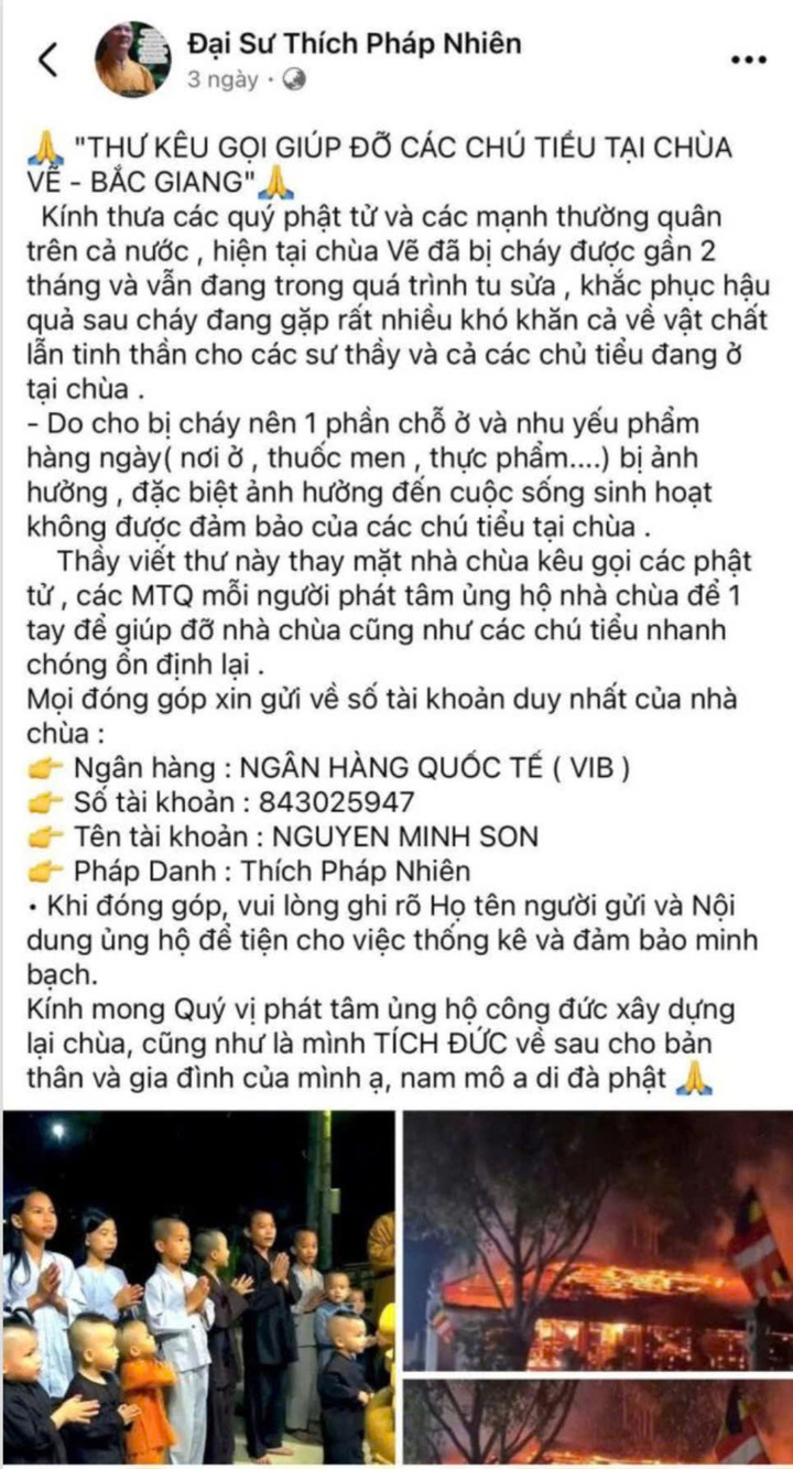 Khởi tố kẻ giả danh sư thầy kêu gọi ủng hộ để chiếm đoạt tài sản- Ảnh 1.