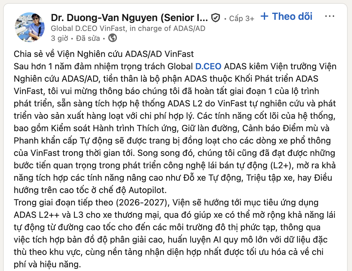Viện trưởng VinFast lần đầu hé lộ 'dream team' nghiên cứu ADAS tại Đức- Ảnh 1. Viện trưởng VinFast lần đầu hé lộ 'dream team' nghiên cứu ADAS tại Đức- Ảnh 1.