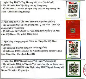 Danh sách tài khoản VietinBank, Vietcombank, BIDV, Agribank tiếp nhận ủng hộ khắc phục thiệt hại bão Bualoi, dành cho người đồng ý/không đồng ý sao kê công khai- Ảnh 1. Danh sách tài khoản VietinBank, Vietcombank, BIDV, Agribank tiếp nhận ủng hộ khắc phục thiệt hại bão Bualoi, dành cho người đồng ý/không đồng ý sao kê công khai- Ảnh 1.