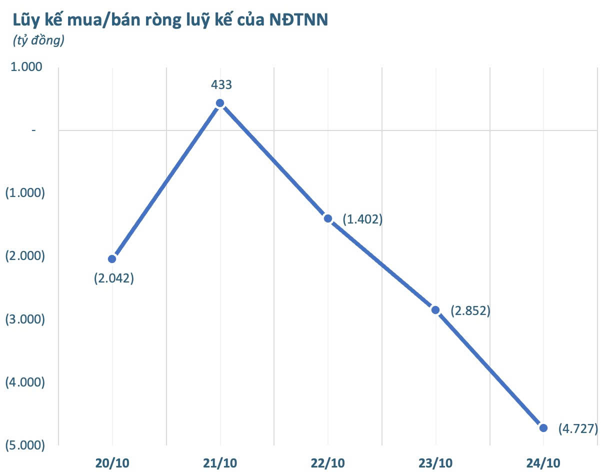 Khối ngoại thẳng tay bán ròng 4.700 tỷ trong tuần 20-24/10, ngược chiều tung hơn nghìn tỷ "gom" một cổ phiếu Bluechip- Ảnh 1.