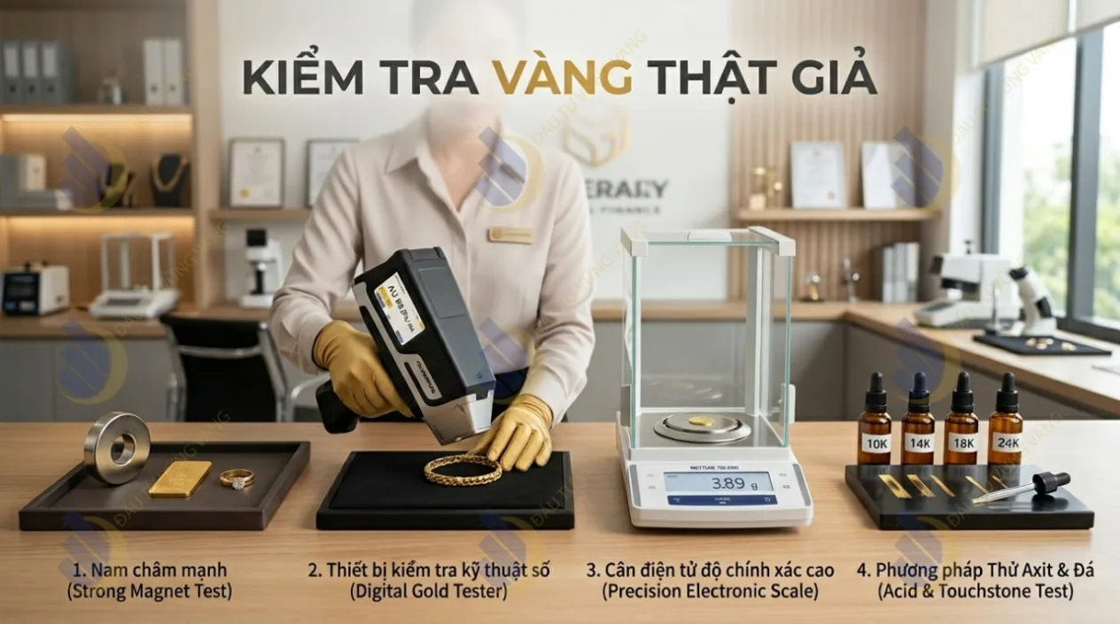 4 Cách kiểm tra vàng thật giả từ dân gian đến hiện đại (Thực chiến)