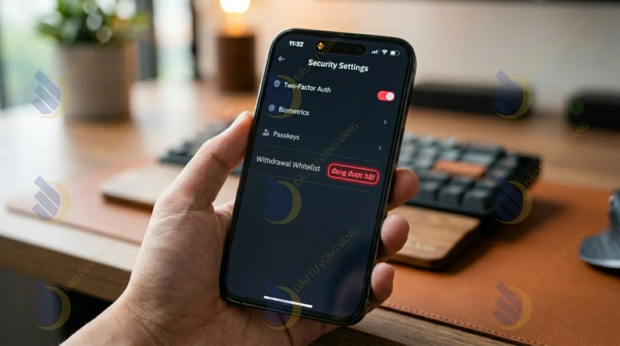 Ảnh chụp màn hình giao diện cài đặt an toàn (Security) trên sàn Binance