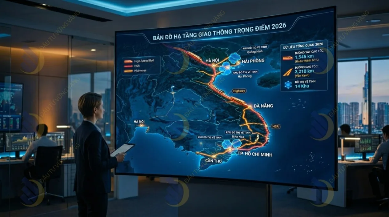 Bản đồ phân bổ các dự án hạ tầng giao thông trọng điểm và các khu vực vệ tinh tiềm năng tại Việt Nam năm 2026
