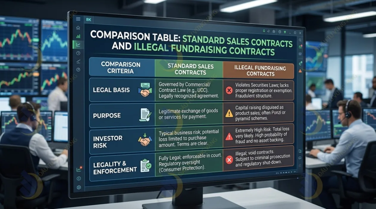 Bảng Infographic so sánh Hợp đồng mua bán chuẩn và các loại Hợp đồng huy động vốn trái phép