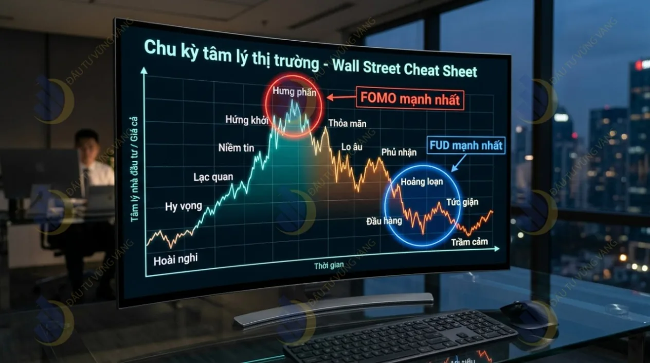 Biểu đồ chu kỳ tâm lý thị trường - Wall Street Cheat Sheet