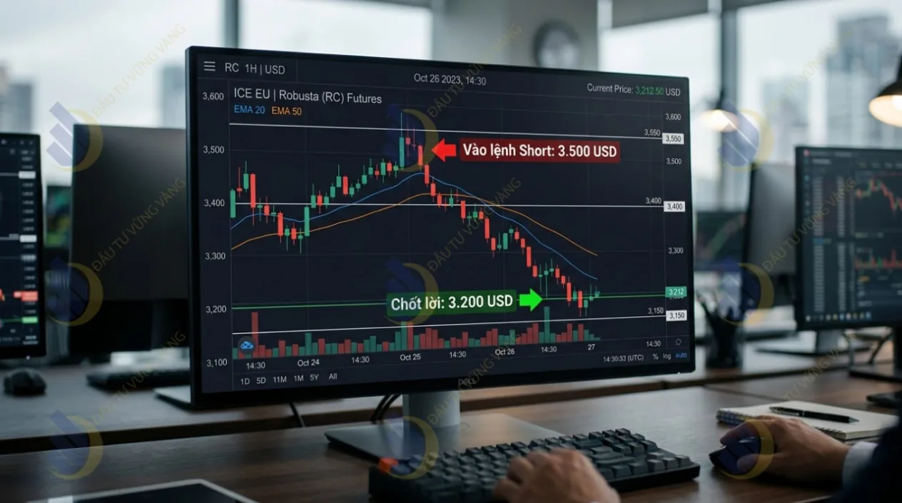 Biểu đồ giá cà phê Robusta giao dịch hàng hóa phái sinh
