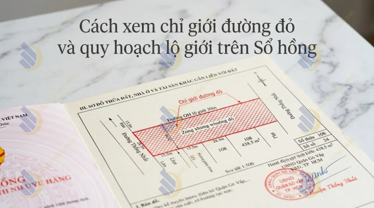 Cách xem chỉ giới đường đỏ và quy hoạch lộ giới trên Sổ hồng