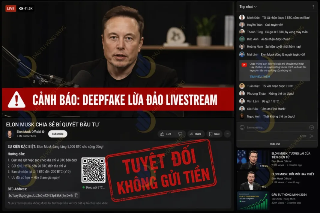 Cảnh báo video Deepfake Elon Musk lừa đảo livestream trên YouTube
