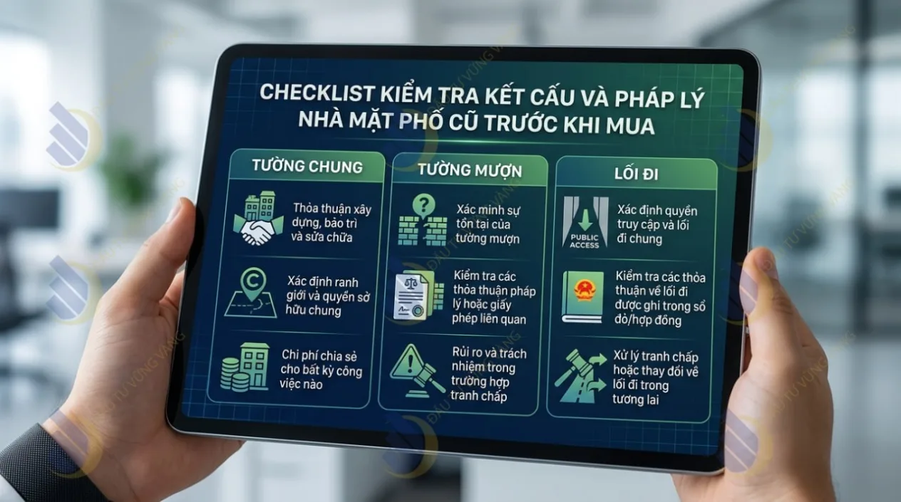Checklist kiểm tra kết cấu và pháp lý nhà mặt phố cũ trước khi mua