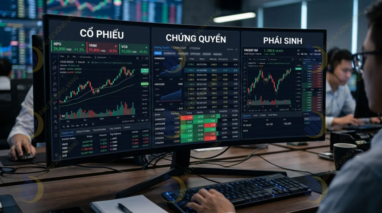 Chứng quyền so với Cổ phiếu và Chứng khoán phái sinh