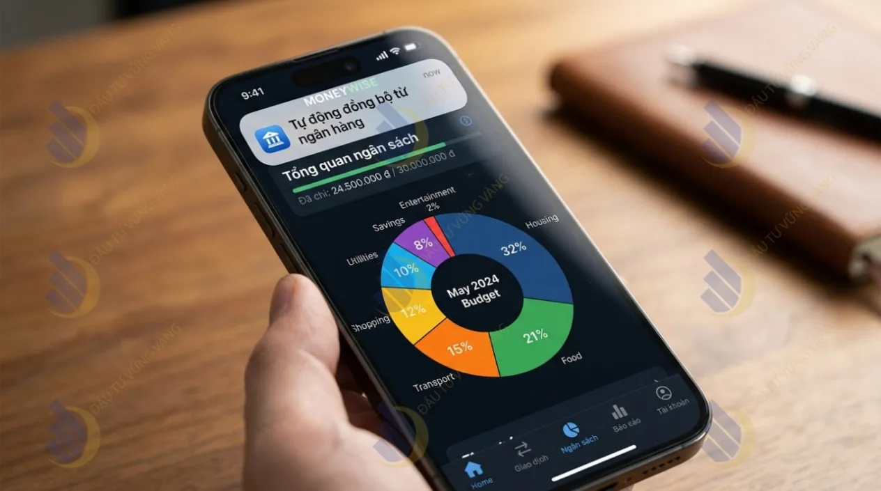 Giao diện biểu đồ tròn (Pie chart) hiển thị ngân sách tháng của Money Lover