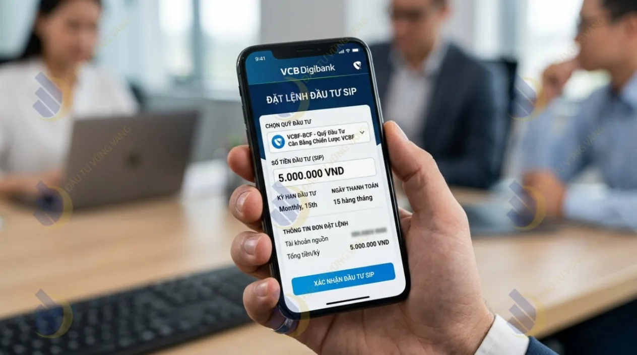 Giao diện đặt lệnh đầu tư SIP dễ dàng trên VCB Digibank