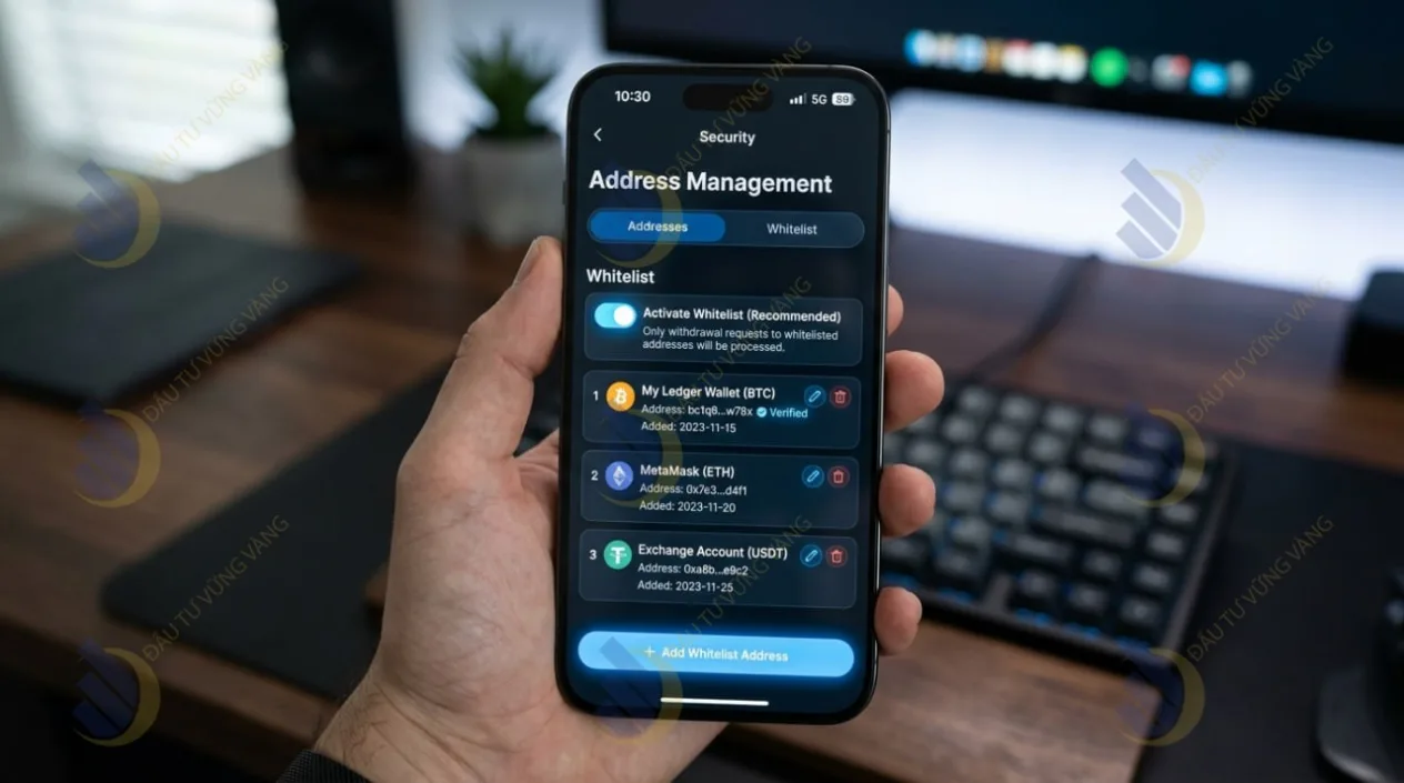 Giao diện thiết lập tính năng Address Management/Whitelist