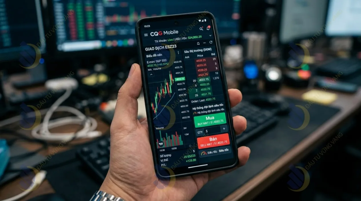 Giao diện ứng dụng CQG Mobile: Trực quan, đa tính năng và tích hợp hệ thống đặt lệnh siêu tốc