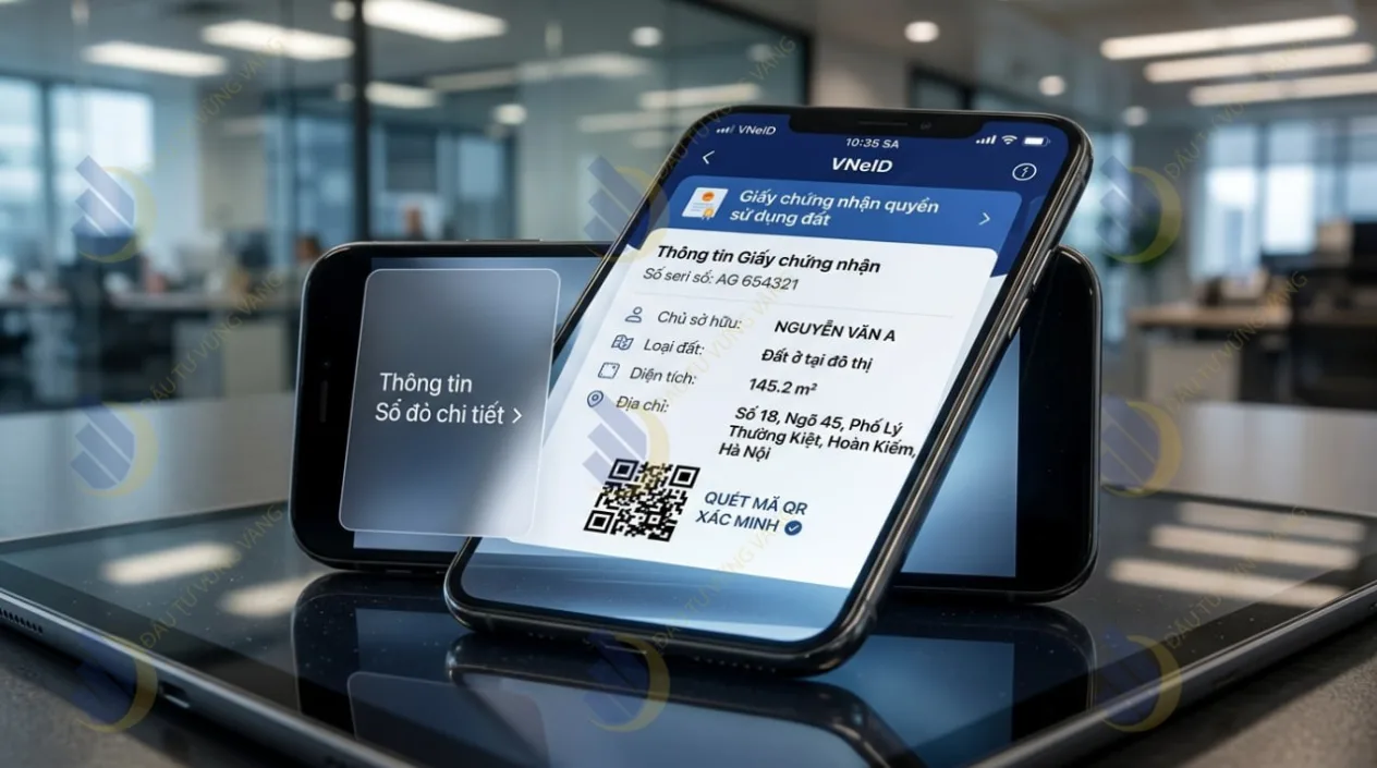Giao diện ứng dụng VNeID tích hợp thông tin sổ đỏ, giấy chứng nhận quyền sử dụng đất