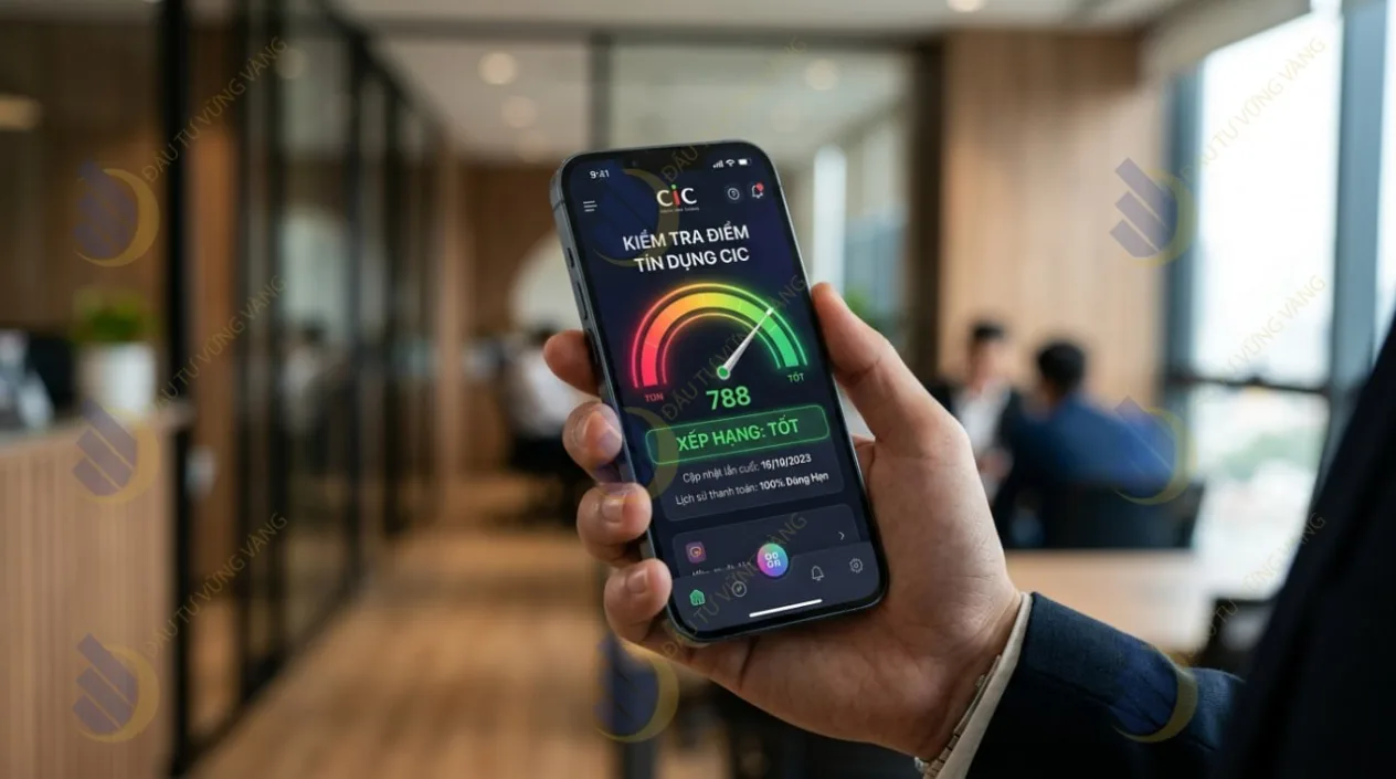 Giao diện ứng dụng kiểm tra điểm tín dụng CIC trên điện thoại di động
