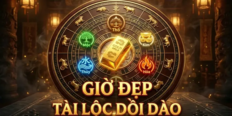 Giờ đẹp mua vàng ngày Thần Tài 2027 cho từng bản mệnh Kim, Mộc, Thủy, Hỏa, Thổ