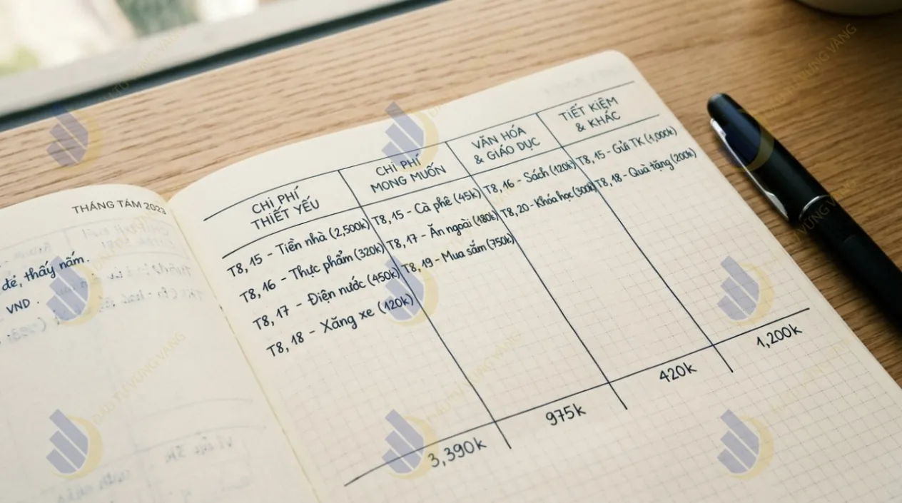 Hình ảnh minh họa trang sổ tay Kakeibo