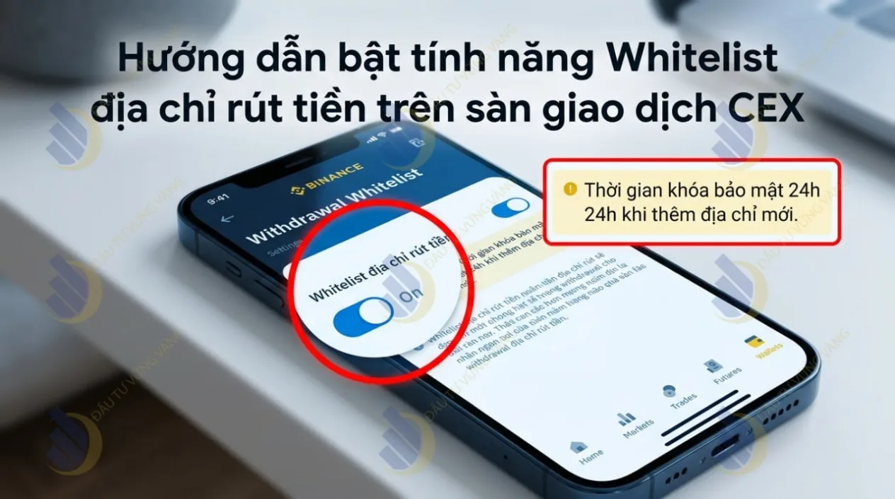 Hướng dẫn bật tính năng Whitelist địa chỉ rút tiền trên sàn giao dịch CEX