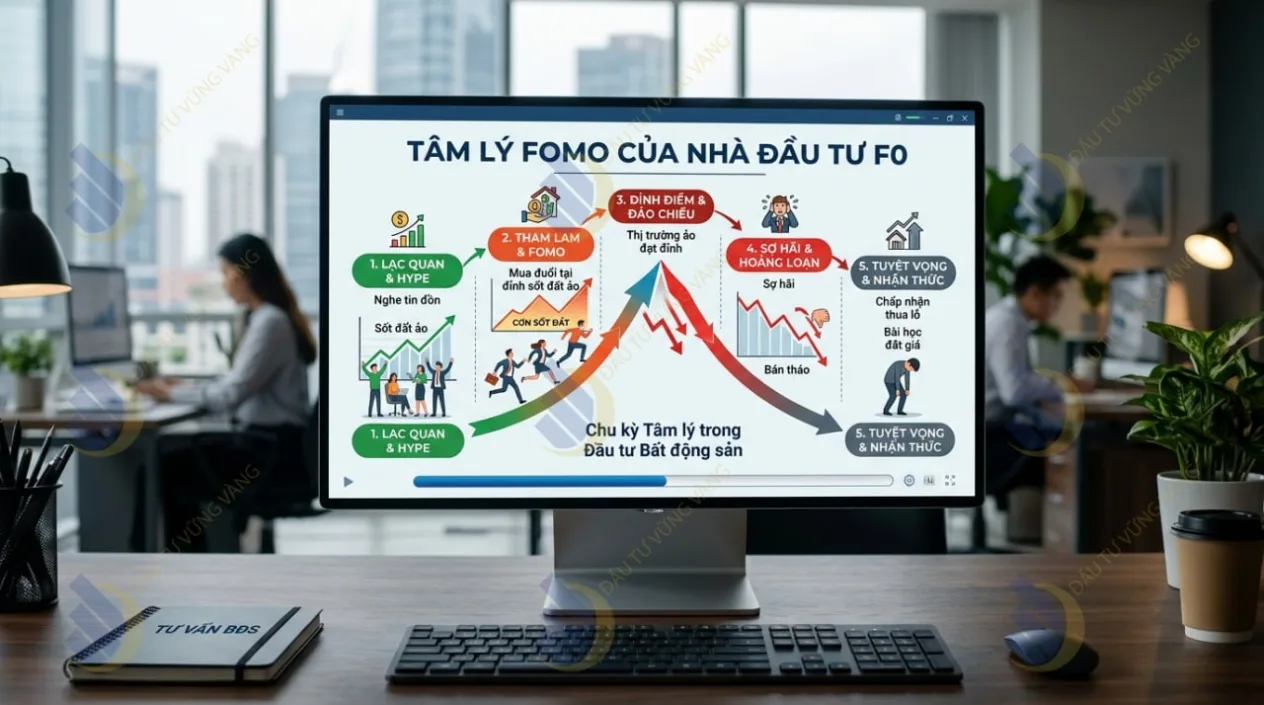 Infographic minh họa tâm lý FOMO của nhà đầu tư F0 