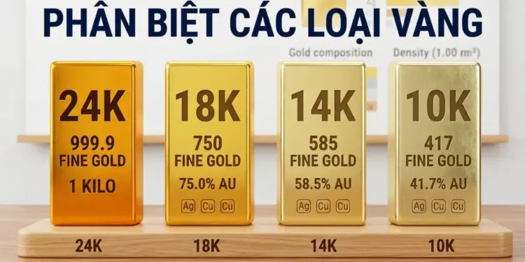Phân biệt vàng 24K, 18K, 14K và 10K Loại nào giữ giá tốt nhất