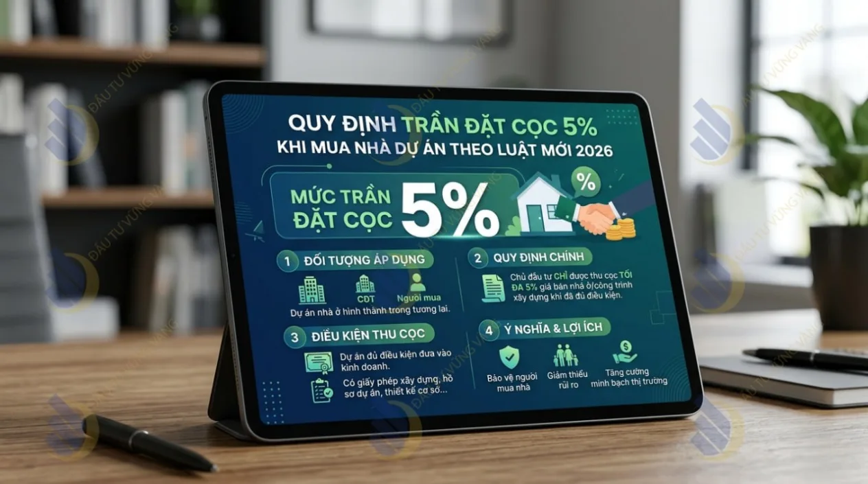 Quy định trần đặt cọc 5% khi mua nhà dự án theo luật mới 2026