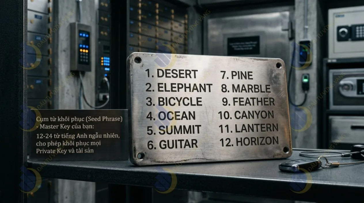Seed Phrase (Master Key) là cụm từ 12-24 từ tiếng Anh ngẫu nhiên