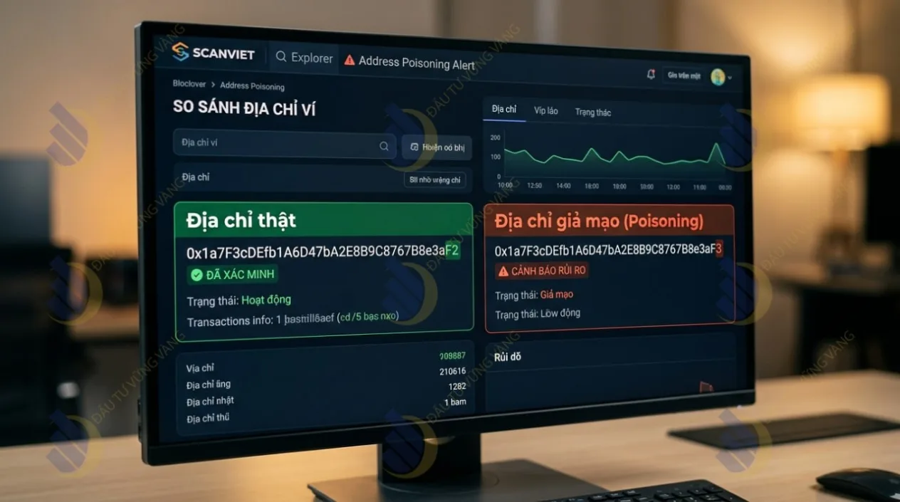 So sánh địa chỉ ví thật và địa chỉ bị Address Poisoning