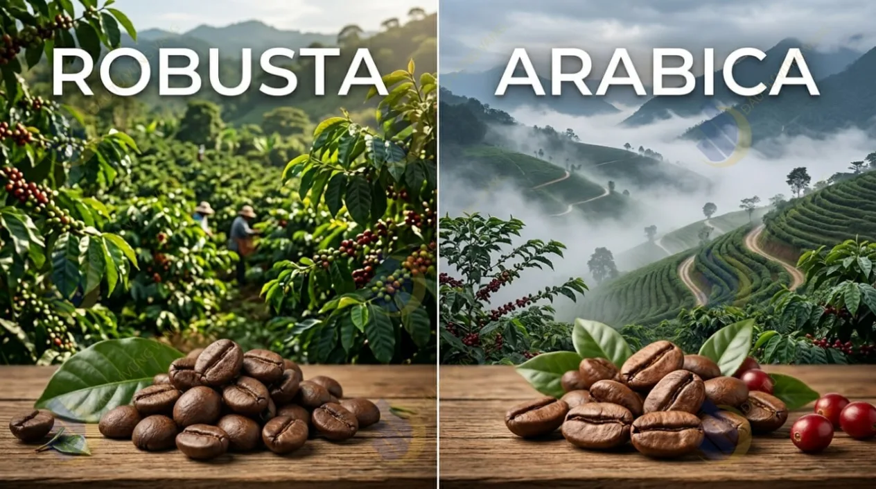 Sự khác biệt về hình dáng hạt và môi trường canh tác giữa Robusta và Arabica