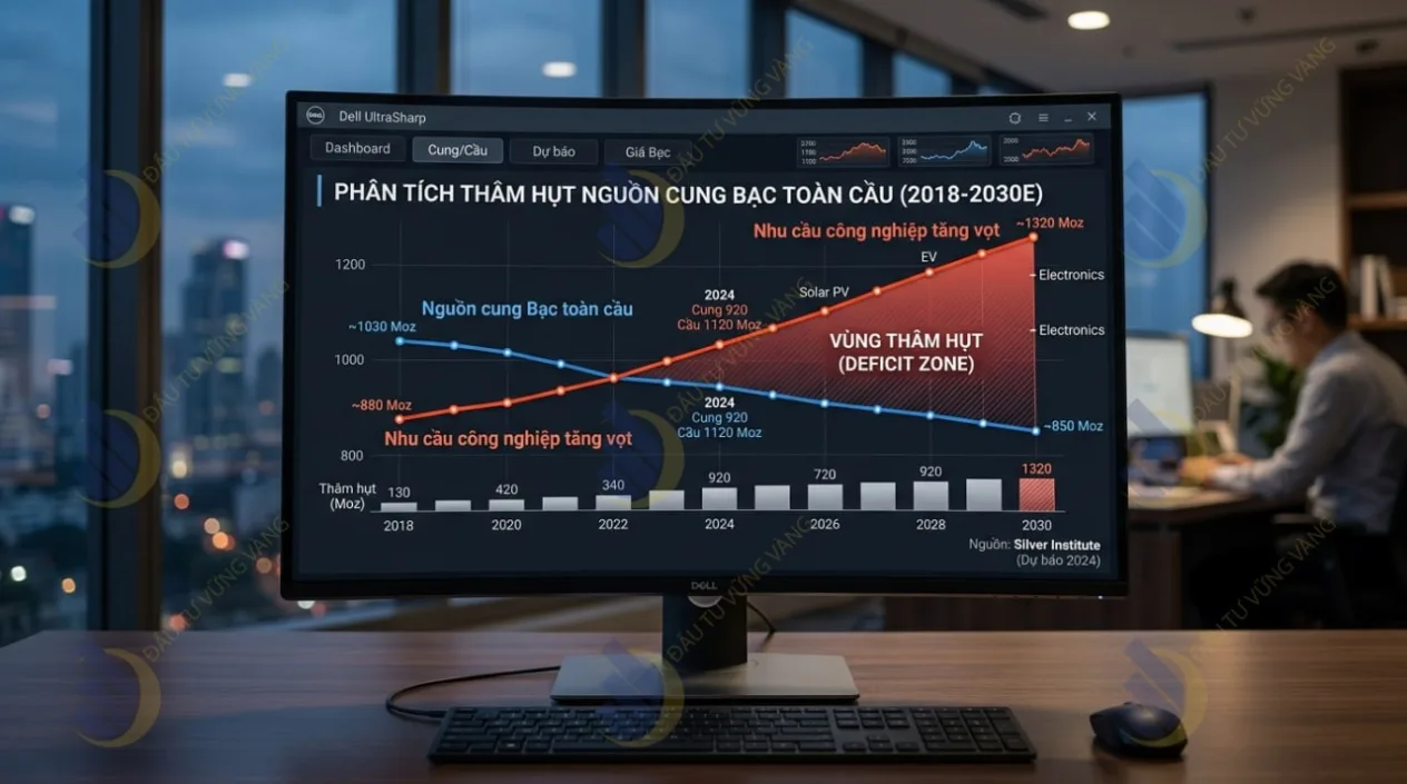Thâm hụt nguồn cung Bạc toàn cầu do nhu cầu công nghiệp tăng vọt