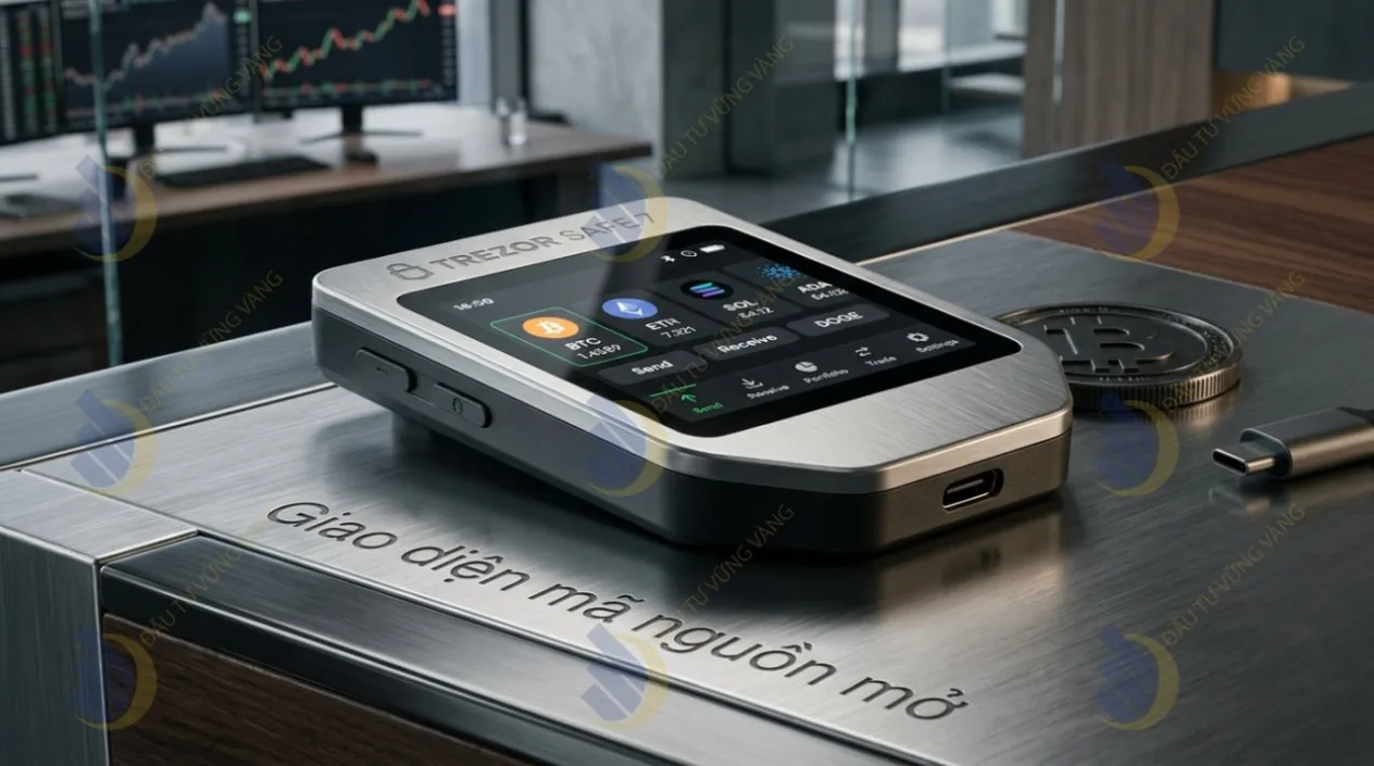 Thiết kế viền kim loại sang trọng và giao diện mã nguồn mở của Trezor Safe 7 