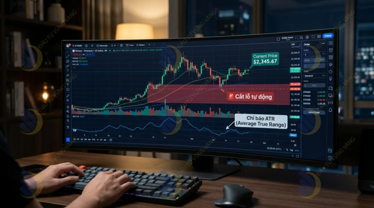 Ứng dụng chỉ báo ATR trên biểu đồ TradingView giúp nhà đầu tư thiết lập mức cắt lỗ tự động an toàn