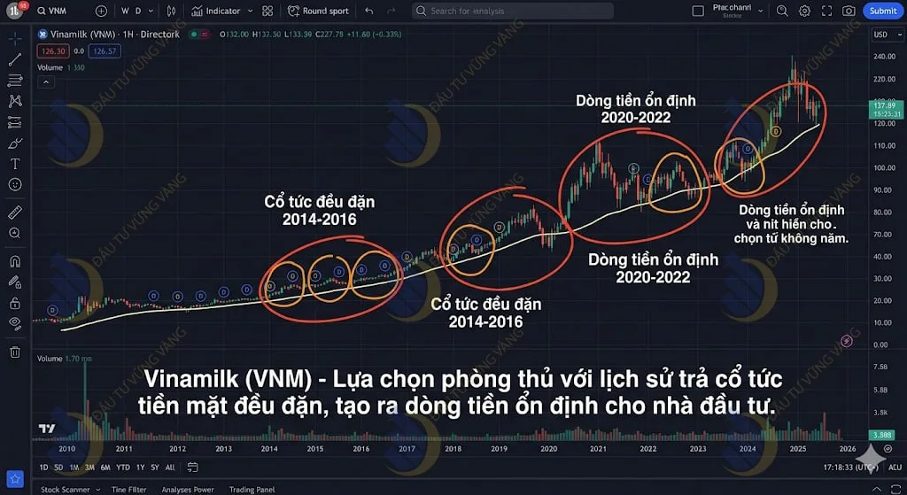 Vinamilk (VNM) - Lựa chọn phòng thủ với lịch sử trả cổ tức tiền mặt đều đặn, tạo ra dòng tiền ổn định cho nhà đầu tư