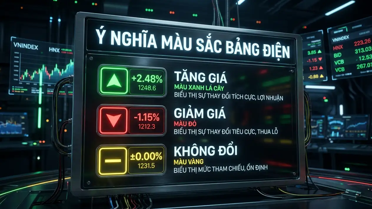 Ý nghĩa các màu sắc và ký hiệu trên bảng điện chứng khoán là gì