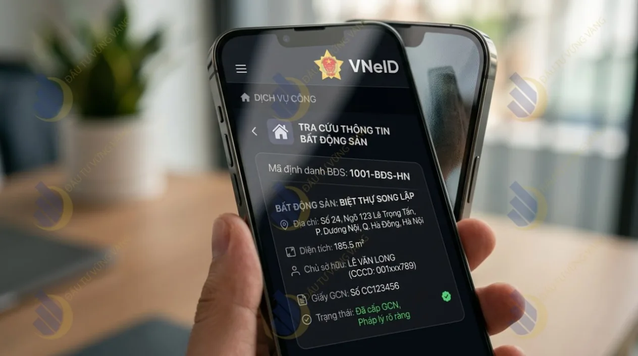 ảnh giao diện tra cứu mã định danh bất động sản trên ứng dụng VNeID