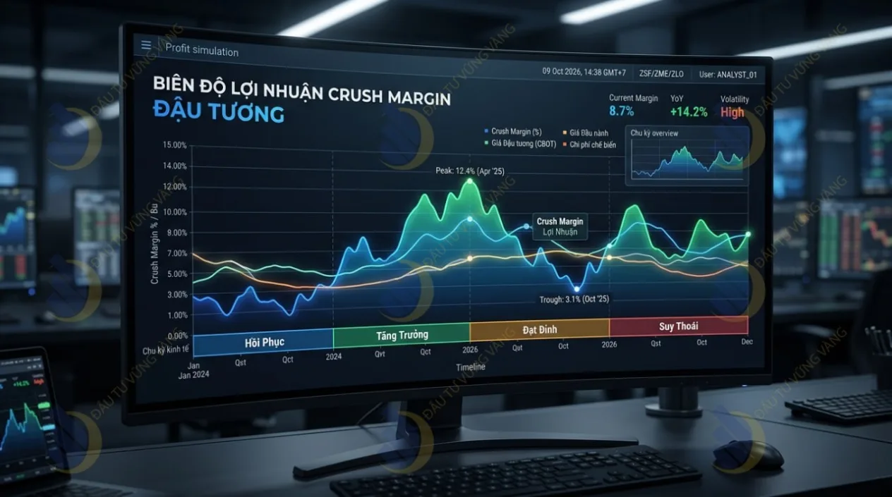 biên độ lợi nhuận Crush Margin của Đậu tương qua các chu kỳ kinh tế