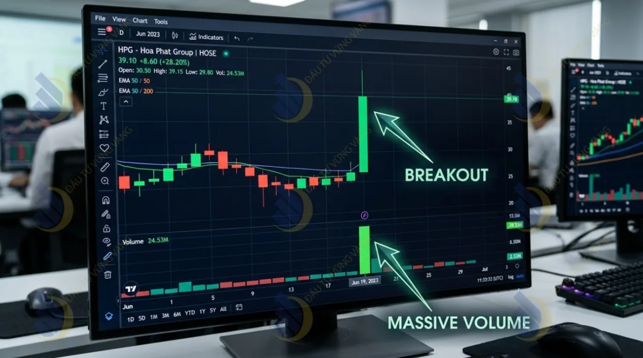 biểu đồ cổ phiếu HPG giai đoạn tháng 6/2023