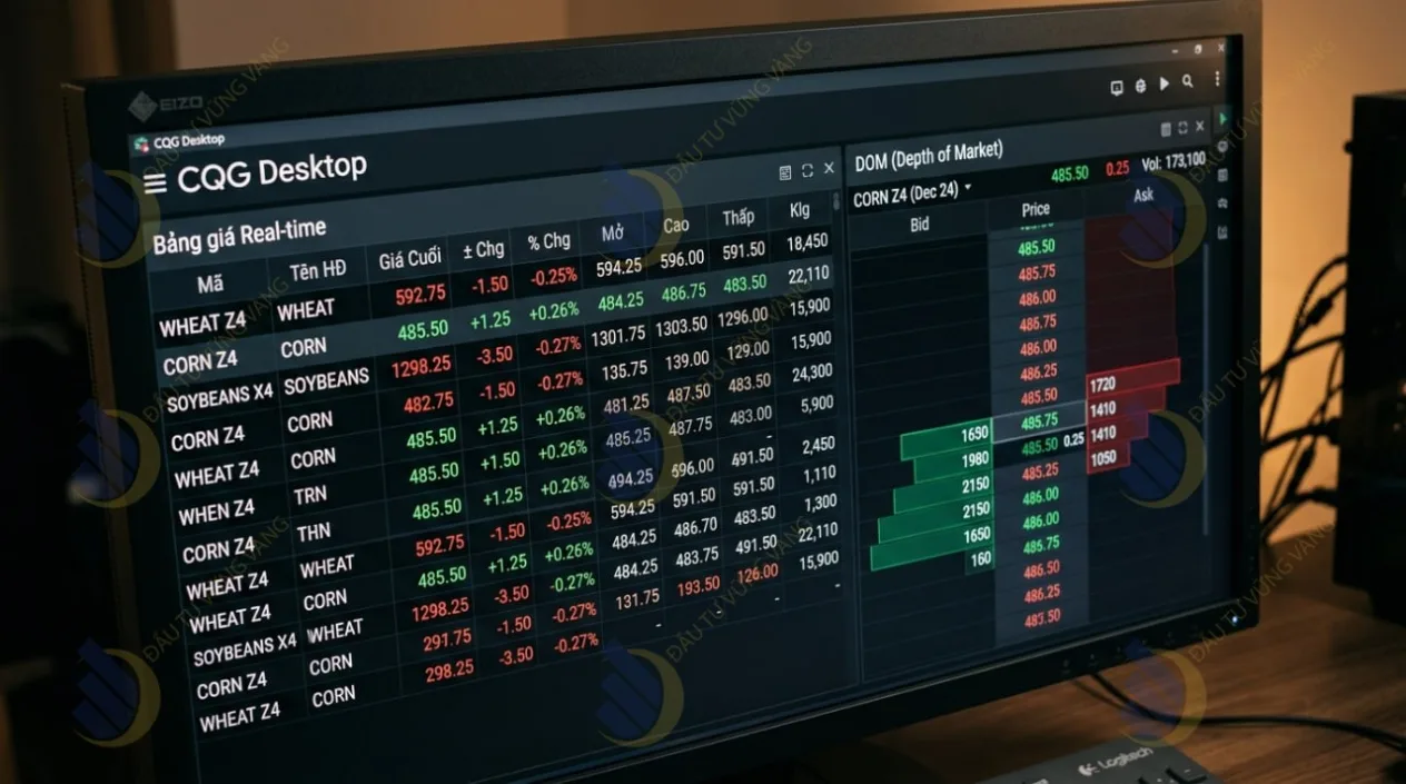 giao diện phần mềm CQG Desktop