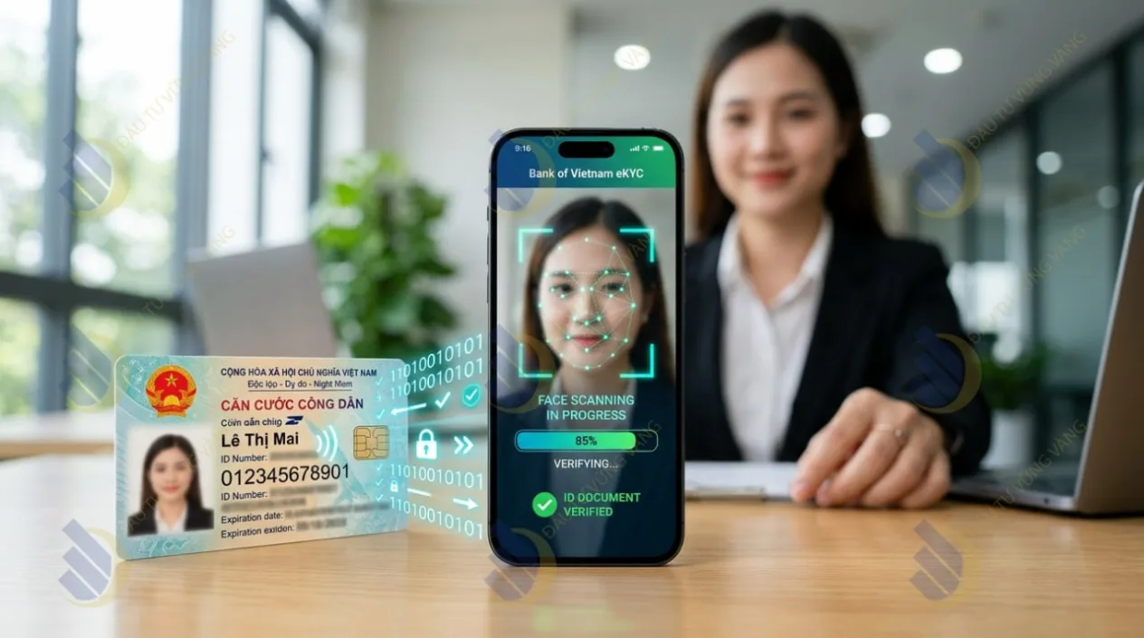 mô phỏng công nghệ quét khuôn mặt và đối soát dữ liệu CCCD gắn chip qua eKYC