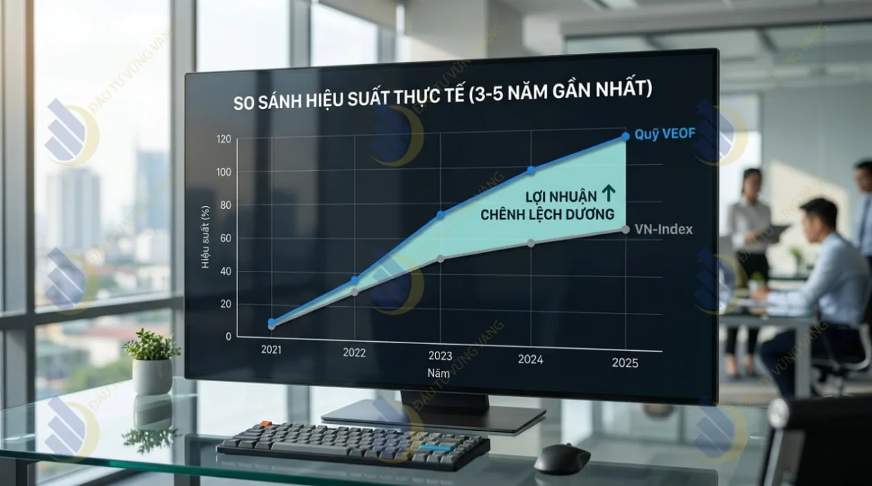 o sánh hiệu suất thực tế của quỹ VEOF so với chỉ số VN-Index