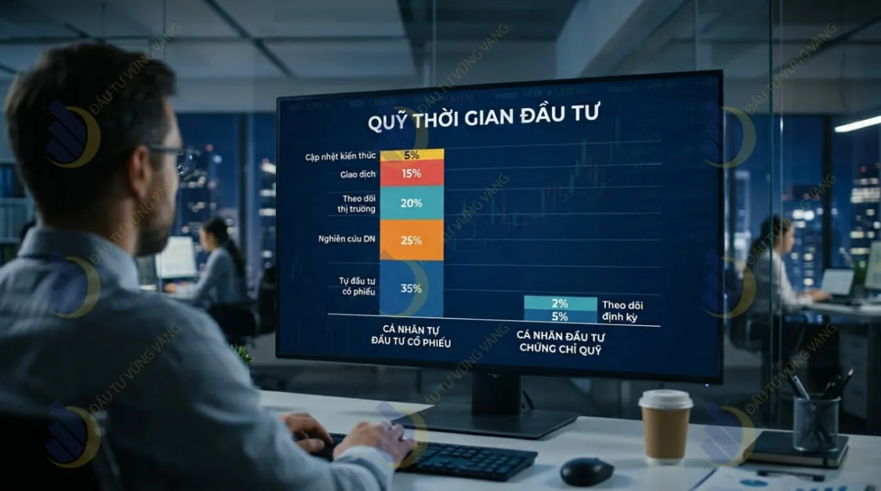 so sánh quỹ thời gian của một người tự đầu tư cổ phiếu so với người đầu tư chứng chỉ quỹ