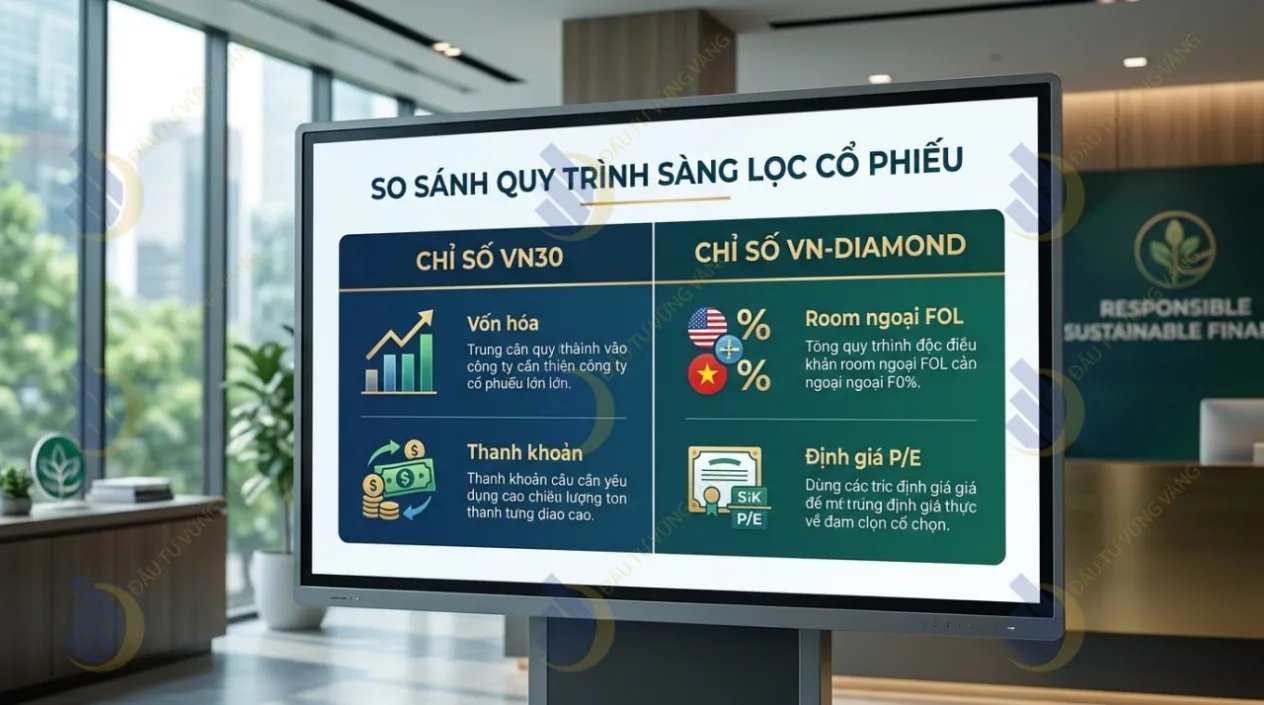 so sánh song song quy trình sàng lọc cổ phiếu của VN30