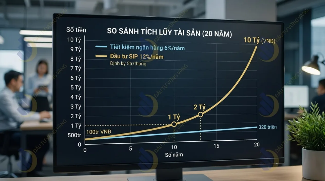 so sánh sự tăng trưởng tài sản sau 20 năm