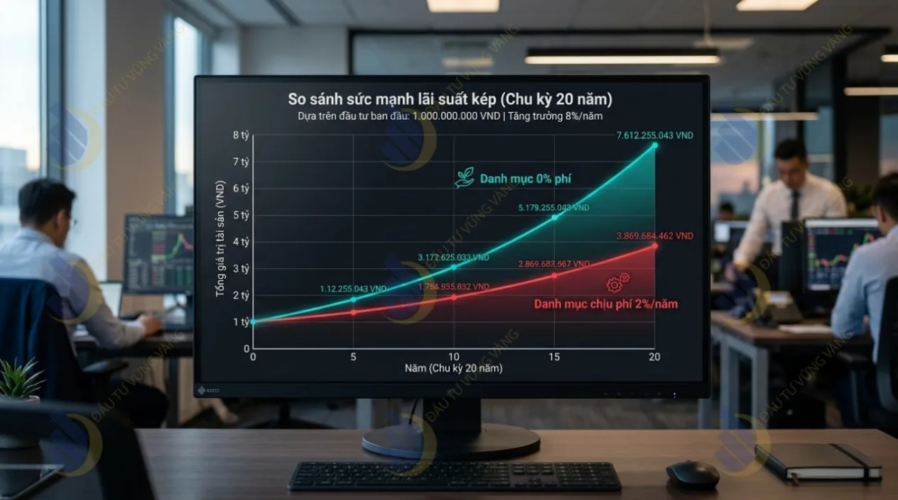 so sánh sức mạnh lãi suất kép giữa hai danh mục