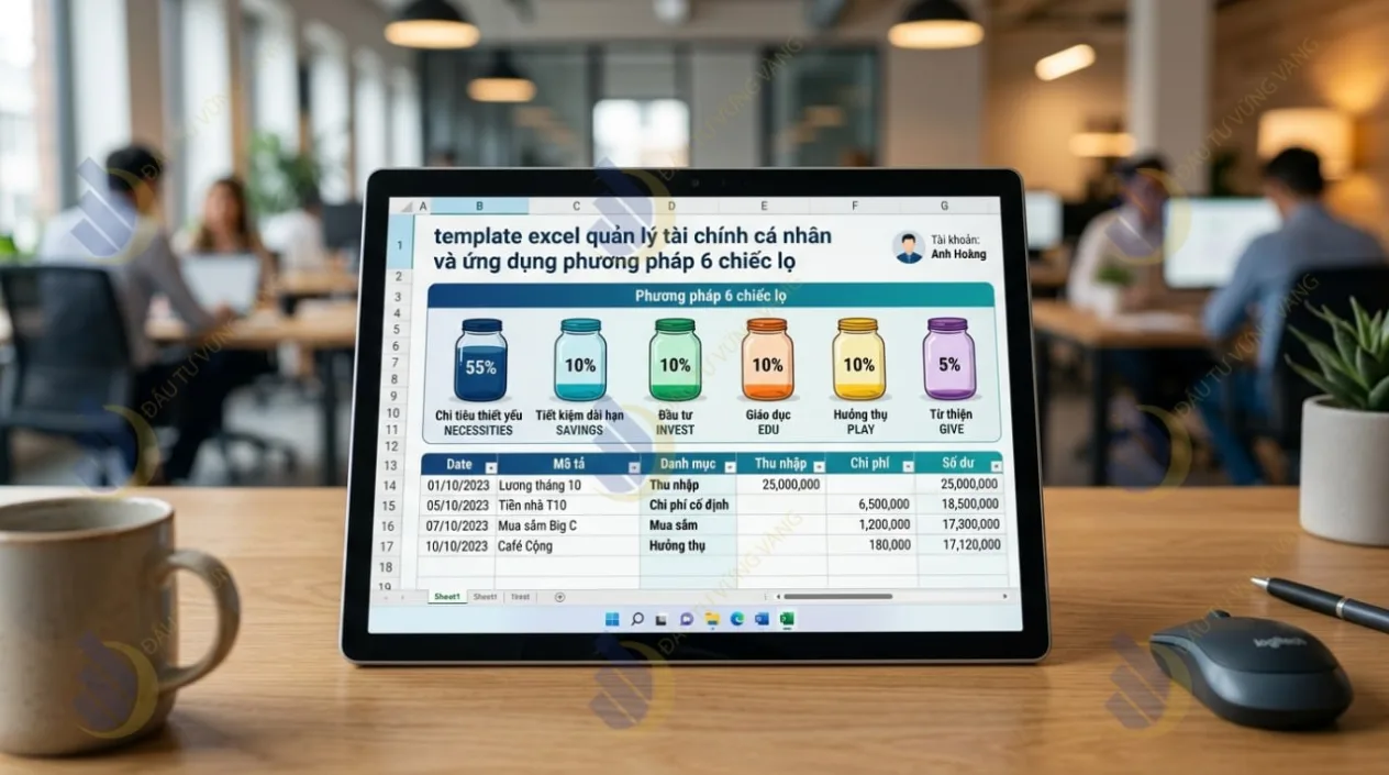 template excel quản lý tài chính cá nhân và ứng dụng phương pháp 6 chiếc lọ