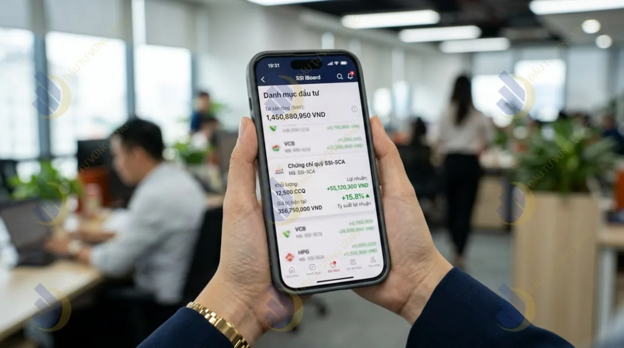 ứng dụng chứng khoán hiển thị danh mục cá nhân